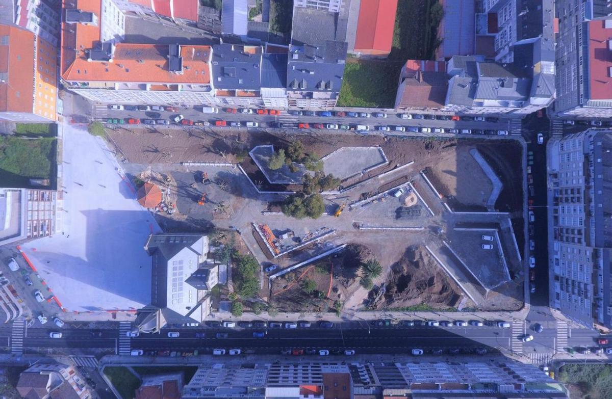 Vista aérea de la alameda
durante su construcción. | // WORLDRONE