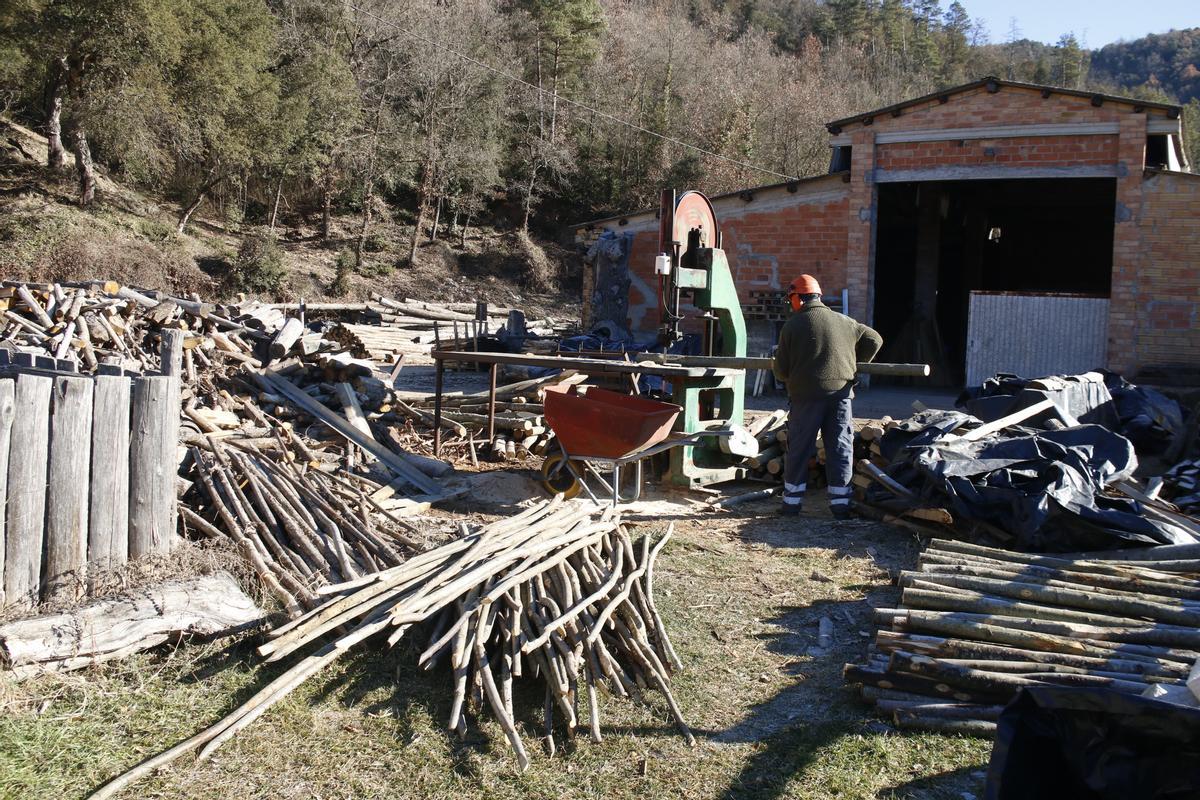 Una empresa treballa la fusta de castanyer de forma artesanal al Montseny