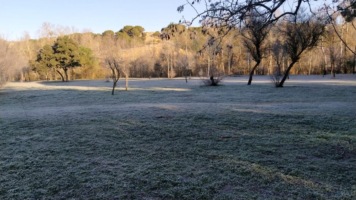 Heladas en Valorio a primera hora de este 26 de diciembre.