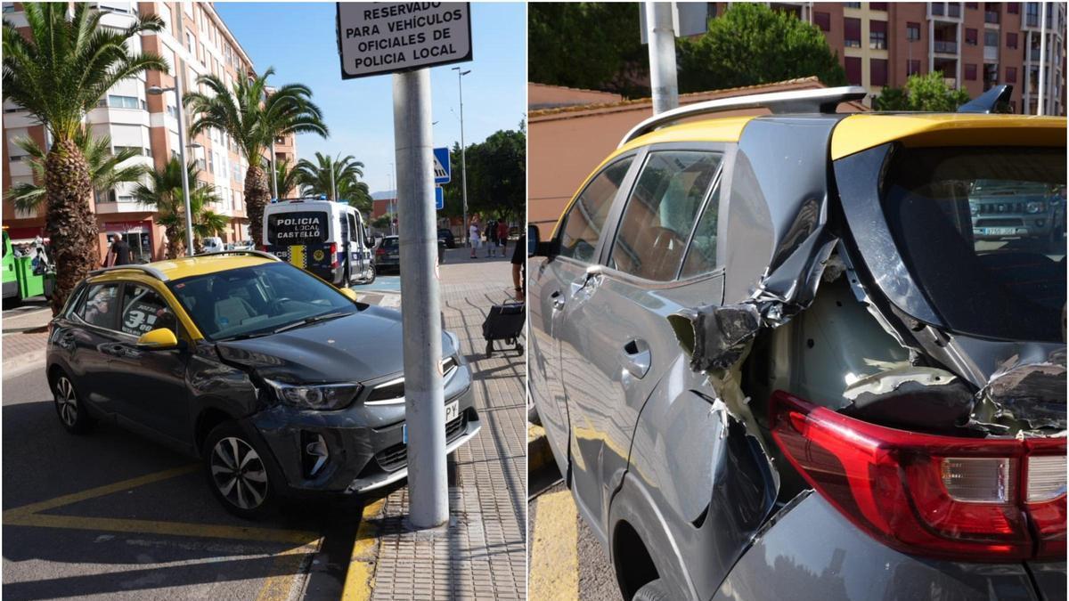 Un camión arrastra dos coches en la avenida Capuchinos de Castelló y provoca importantes daños materiales