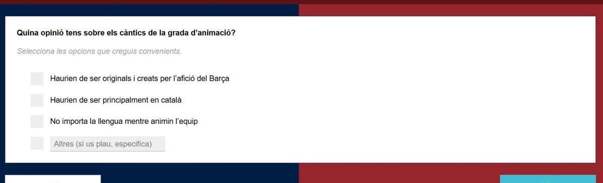 La encuesta del Barça a sus socios sobre la nueva grada de animación en el Spotify Camp Nou