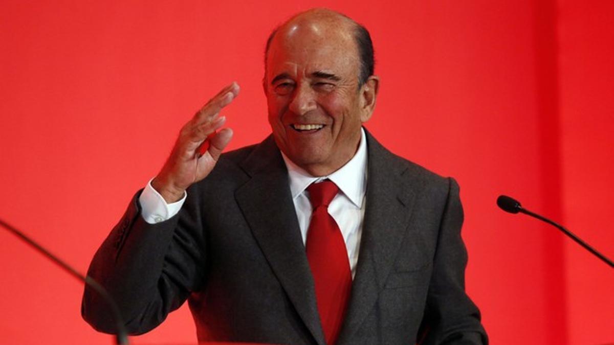 El presidente del Banco del Santander, Emilio Botín, durante la presentación de resultados el banco, el pasado enero.