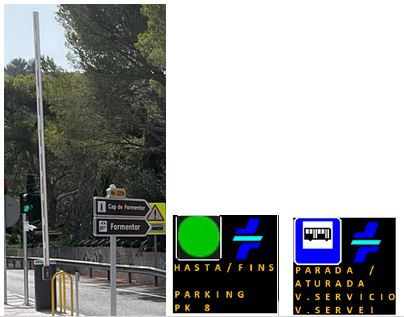 Ist die Ampel grün und wird das Schild mit grünem Punkt angezeigt, ist die Durchfahrt bis zum Parkplatz erlaubt.