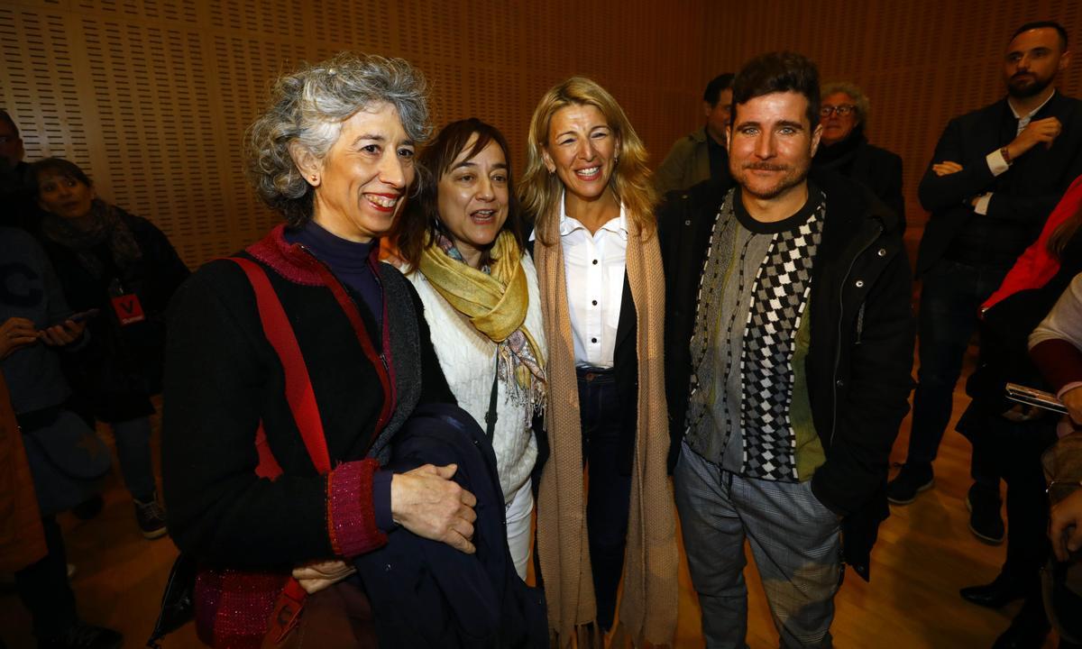 Nacho Escartín con Yolanda Díaz, en el acto de Sumar en Zaragoza.