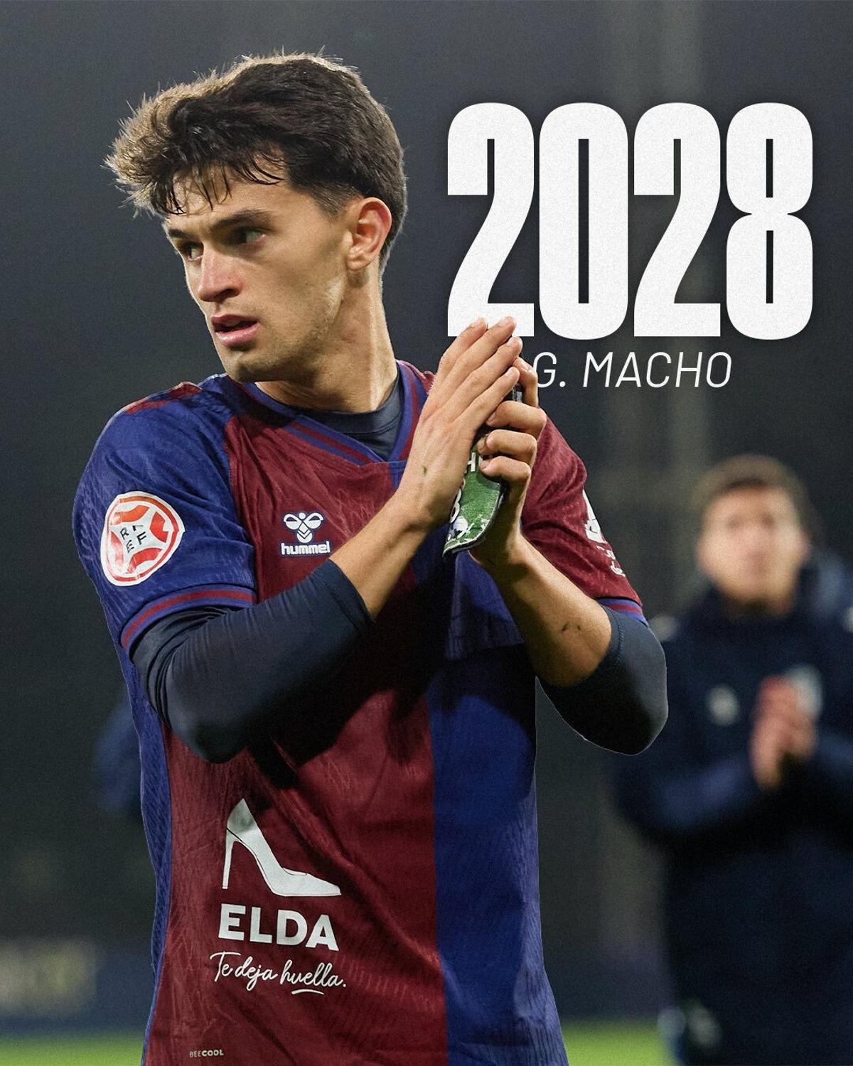 Diseño del CD Eldense para anunciar la renovación de Guille Macho hasta junio de 2028.