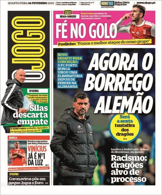 Esta es la portada de OJogo de este 26 de febrero