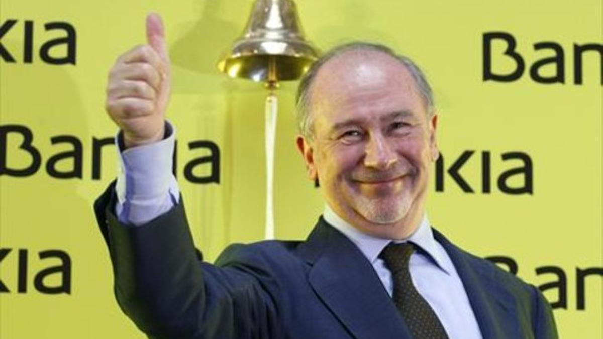 El expresidente de Bankia, Rodrigo Rato, en la salida a bolsa de la entidad, en el 2011.