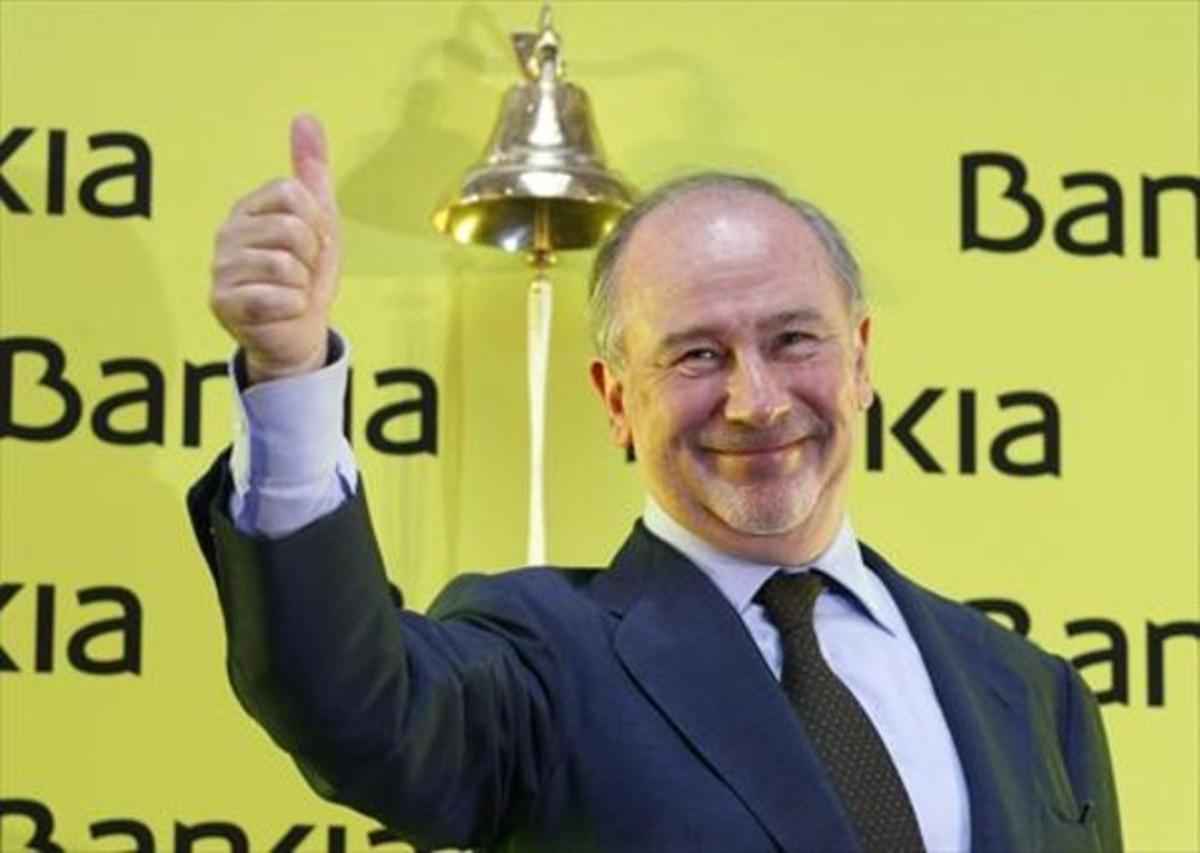 El expresidente de Bankia, Rodrigo Rato, en la salida a bolsa de la entidad, en el 2011.