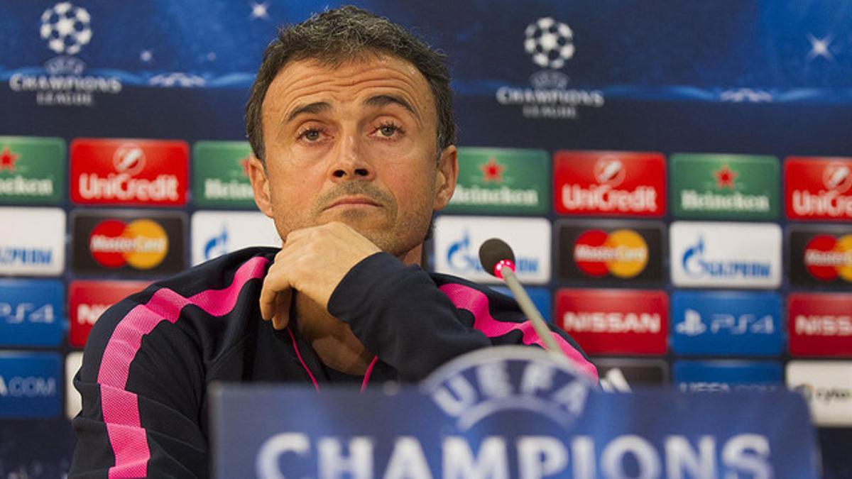 Luis Enrique, durante la rueda de prensa en Nicosia