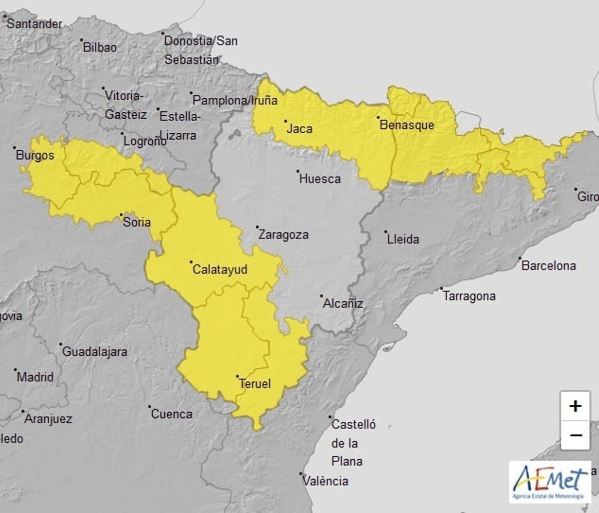 Aviso amarillo por tormentas en varias zonas de Aragón