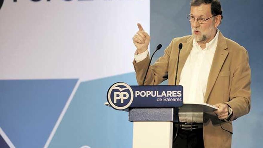 El presidente del Gobierno, Mariano Rajoy, durante su intervención ayer en la clausura de la Convención del PP en Palma.