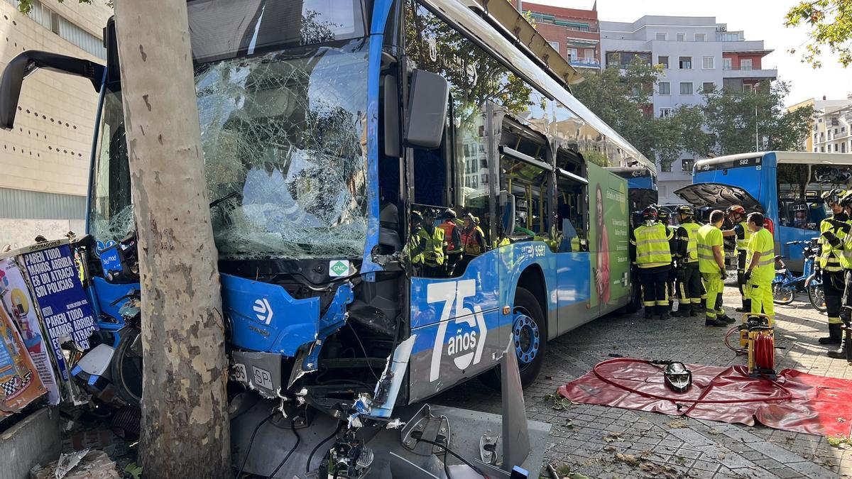 Accidente de un autobús en Madrid