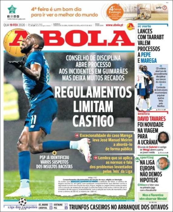 Portada A BOLA miércoles 19 febrero 2020