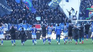 El Como celebra el triunfo ante el Udinese