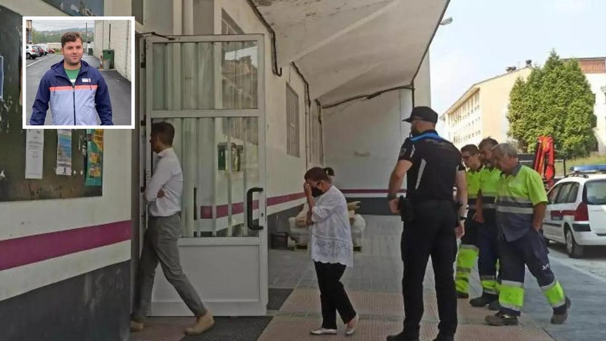 Autoridades y operarios llegan al lugar del suceso; en el recuadro, el exedil Pelayo Suárez.