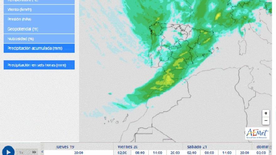 Evolución precipitación semana 23-29 octubre AEMET