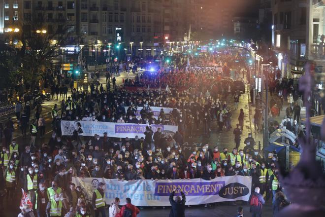 La manifestación en València por una financiación justa, en imágenes