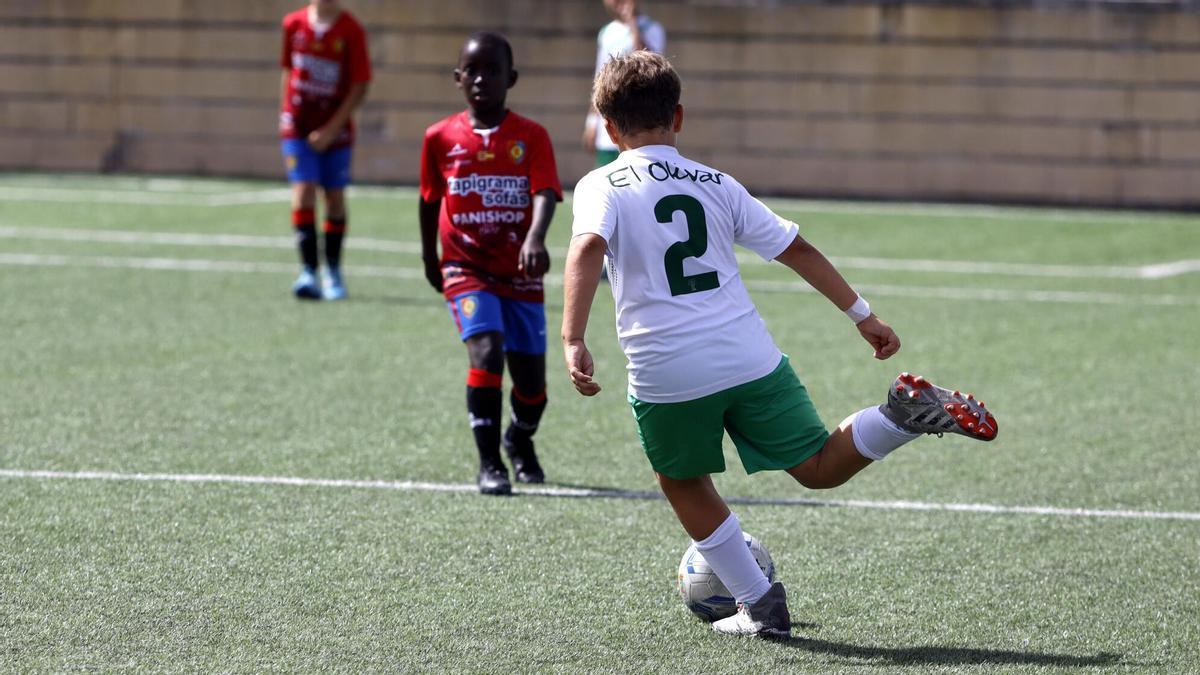 Un partido del día del fútbol base.