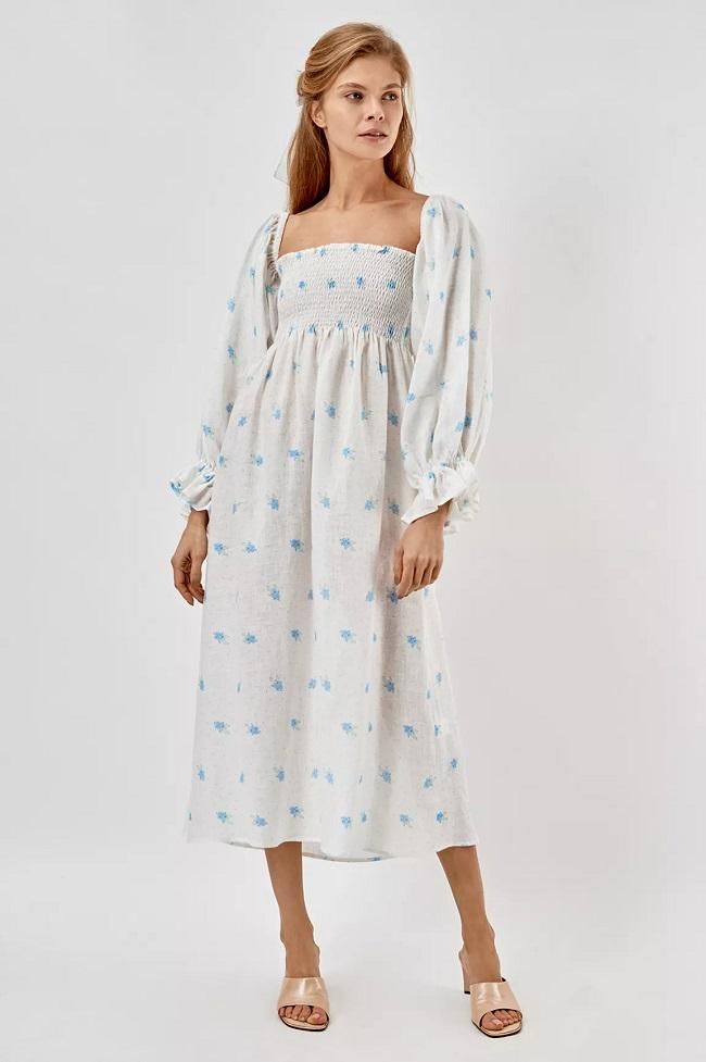 Vestido camisón de lino con estampado floral, de Sleeper