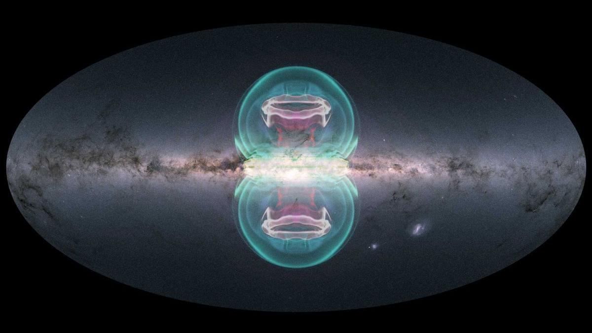 Representación visual de las burbujas creadas por el agujero negro supermasivo presente en el centro de la Vía Láctea.