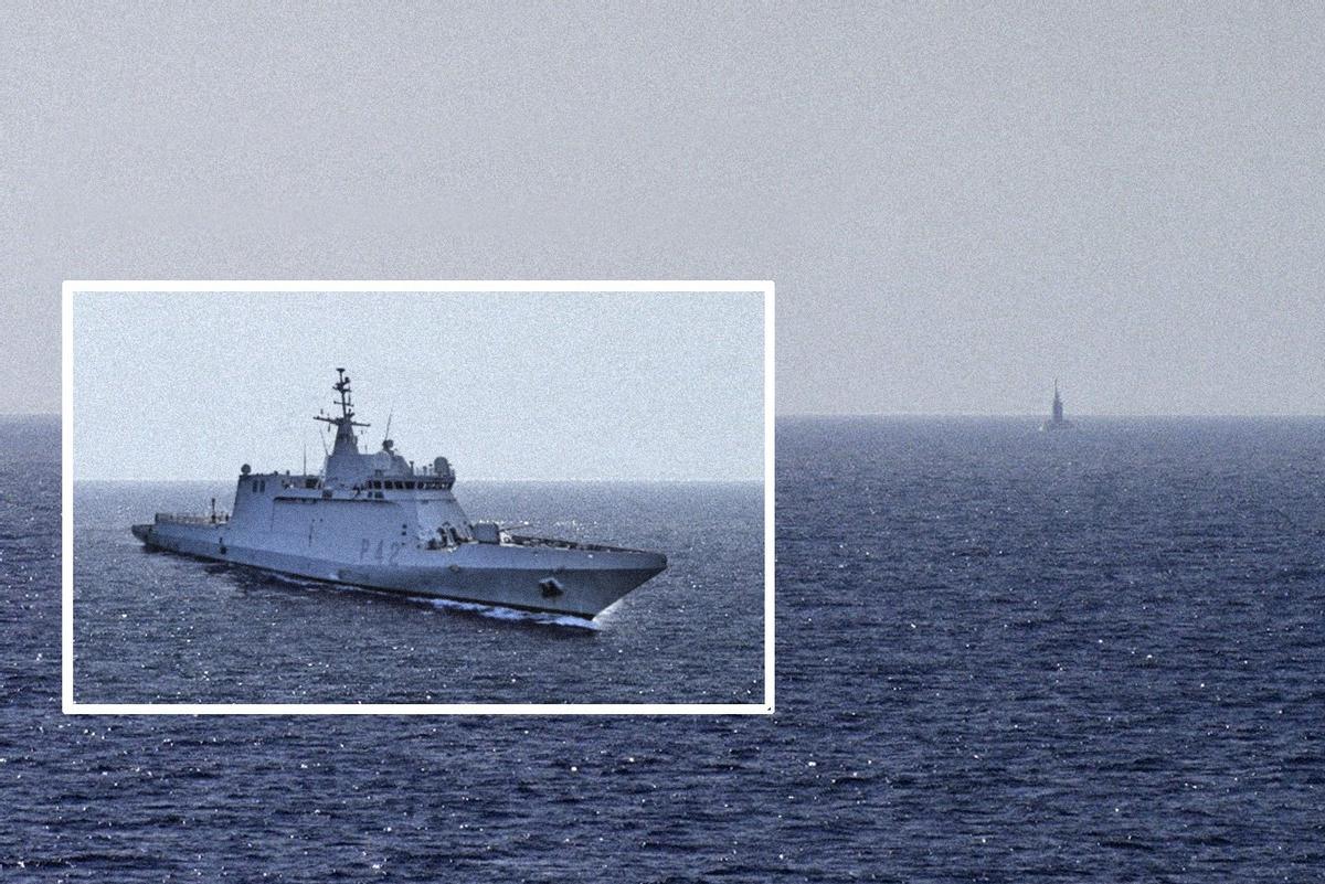 Fotografías del buque Rayo y el submarino ruso Krasnodar en aguas del sur de Baleares