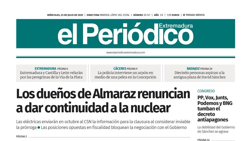 Consulta la portada correspondiente al día 23  de julio de 2025