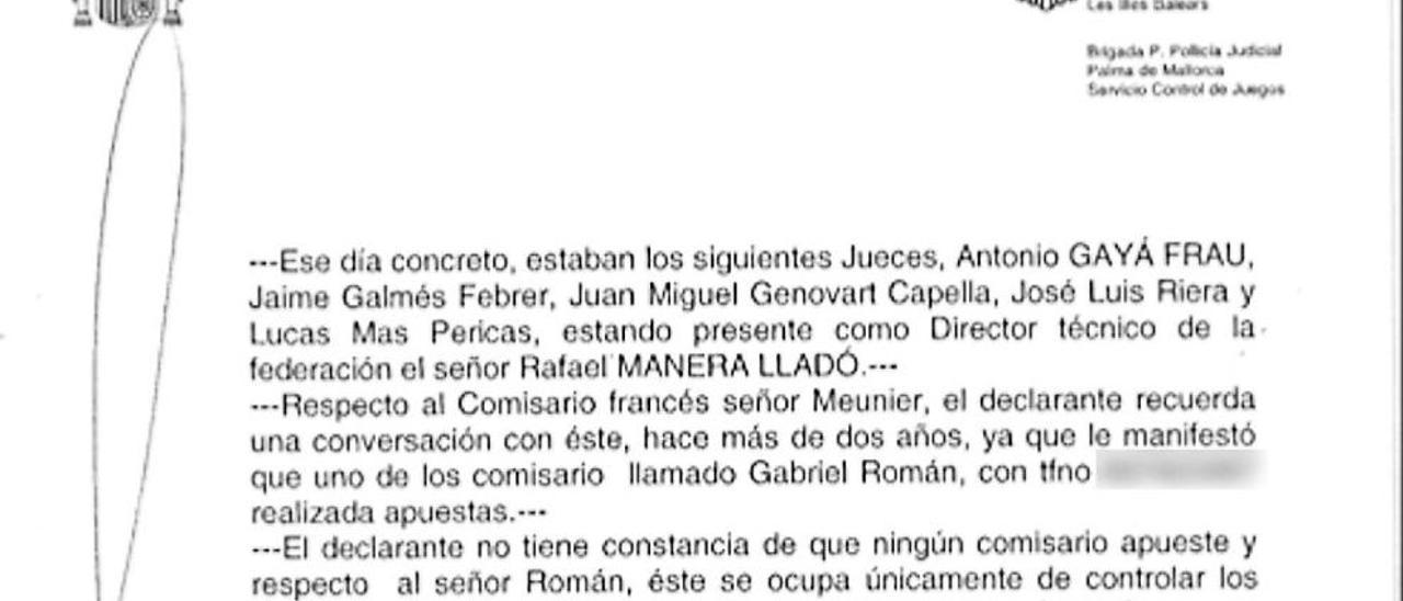 Parte de la declaración policial de Joan Llabata asumiendo la denuncia de André Meunier.