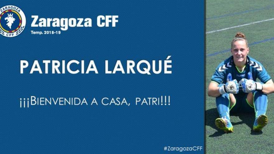 La guardameta Patricia Larqué, nueva incorporación del Zaragoza Femenino