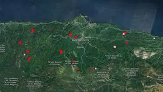 El mapa que demuestra el gravísimo problema de los incendios en Asturias: una región en rojo