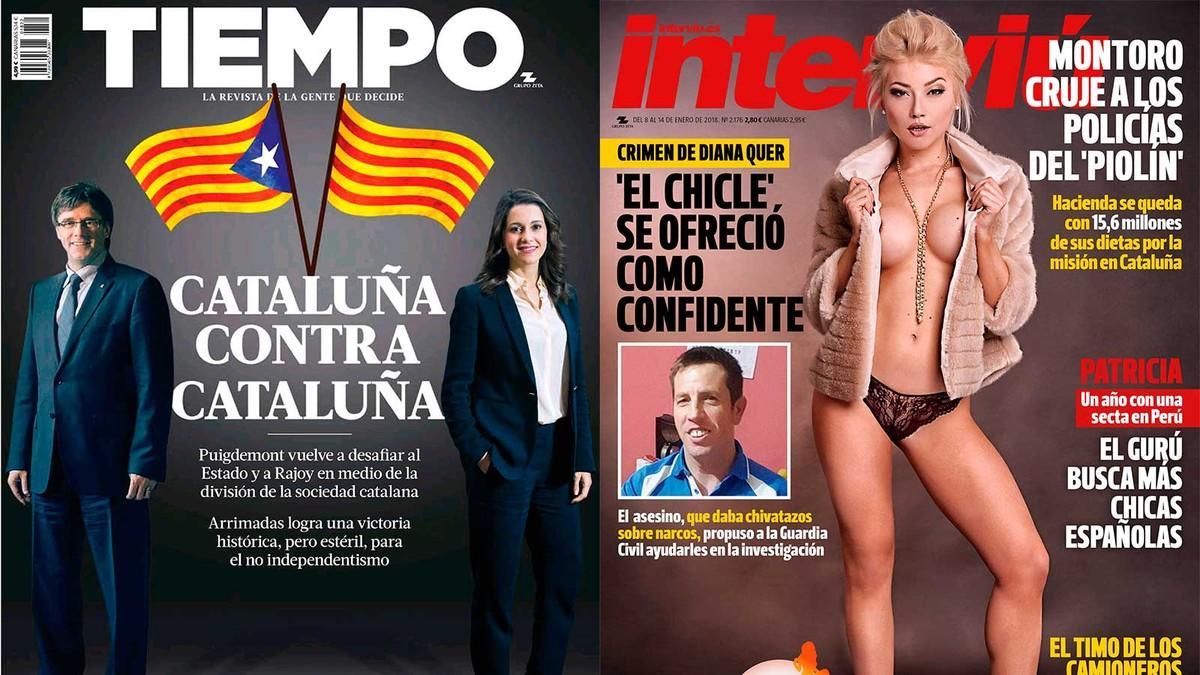 Dos de las últimas portadas de Tiempo e Interviú