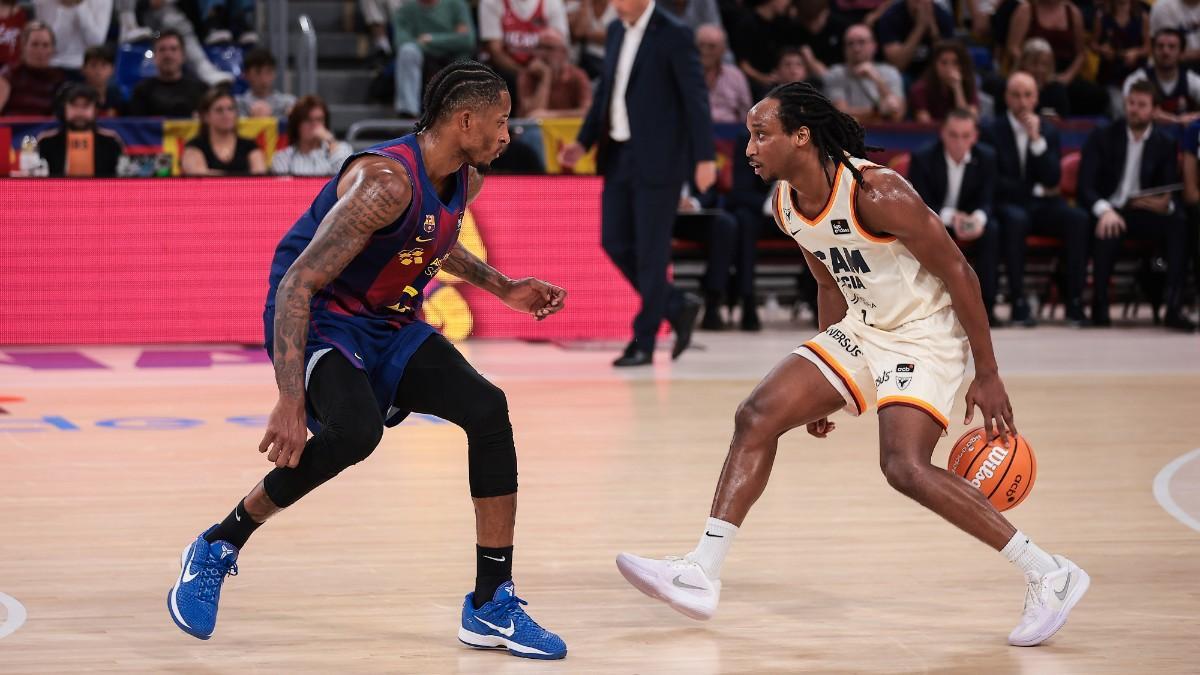 Will Clyburn y Michael Forrest, en el Barça - UCAM de la primera vuelta