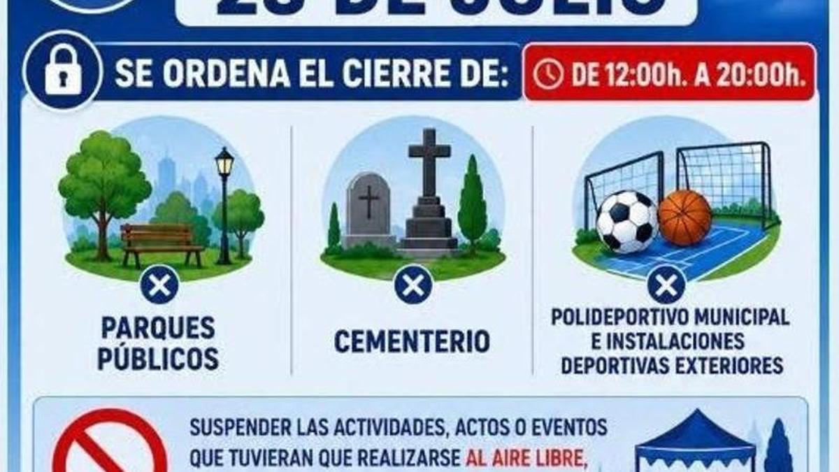 Cartel con indicaciones del Ayuntamiento de Sant Joan