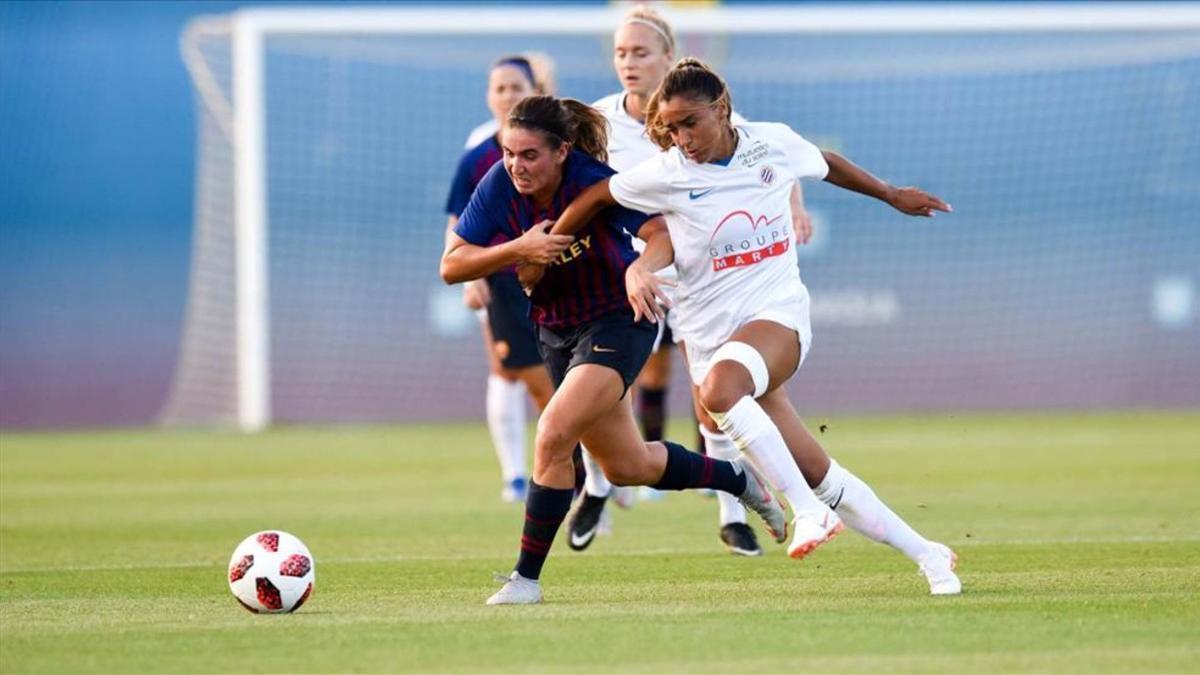 Mariona durante el partido amistoso ante el Montpellier