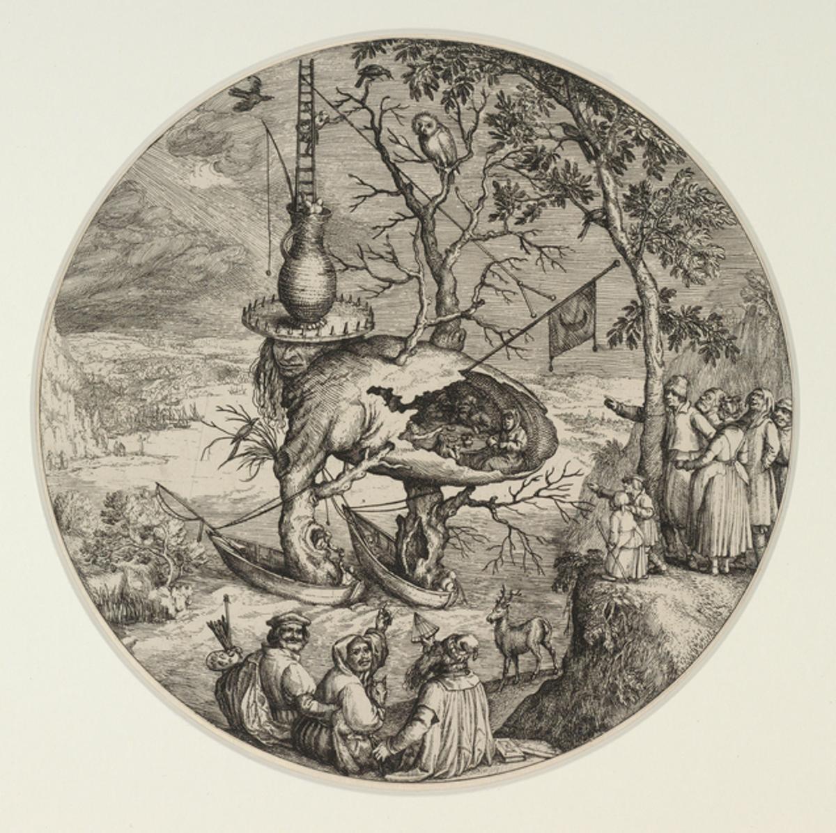 2. El hombre árbol, hacia 1590-1610  Aguafuerte  | Según Jheronimus van Aken, el  Bosco  Neerlandés, hacia 1450-1516  Grabado por un artista desconocido