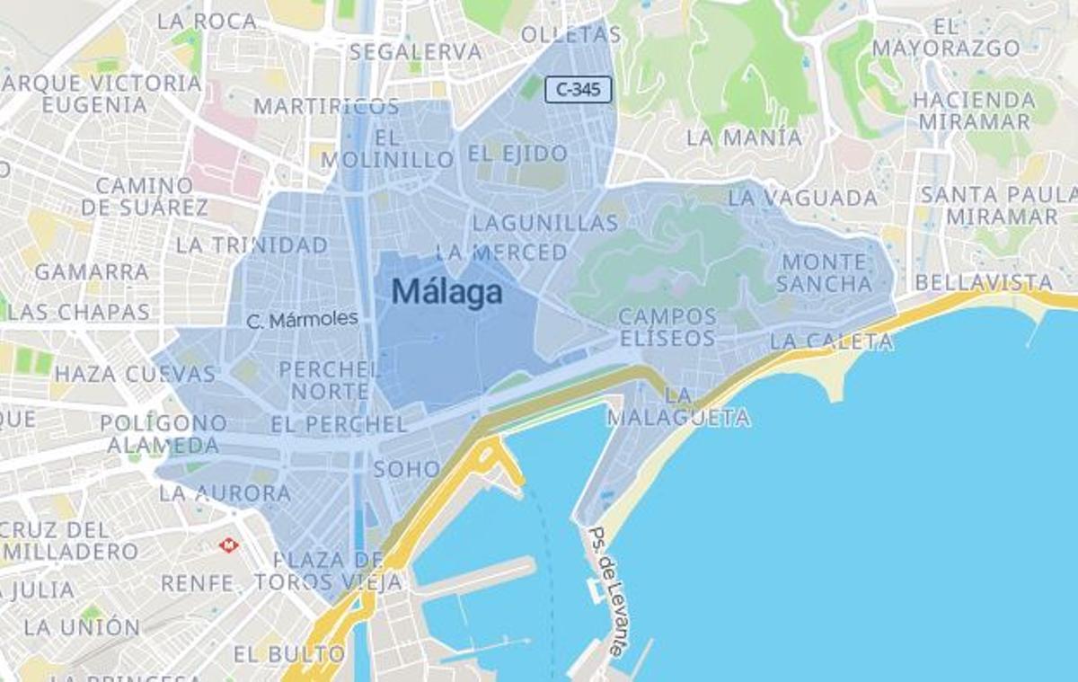 Plano de la ZBE de Málaga.