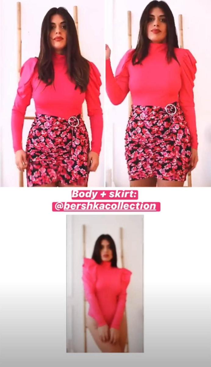 Dulceida con body y falda de Bershka
