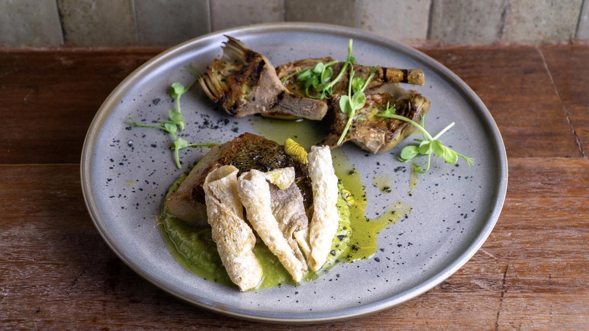 Bacalao al pilpil de guisantes (Cícero, Madrid).