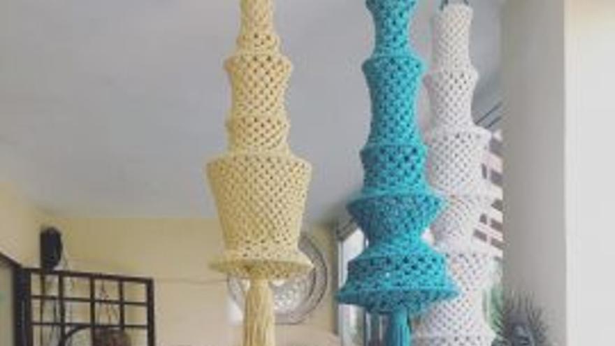 Taller lámpara de macramé con Weaving Rules