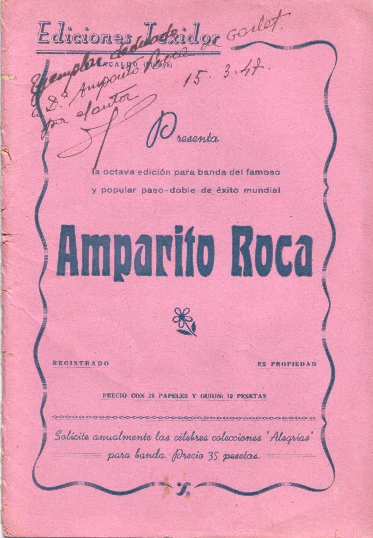 Programa de l'any 1947 dedicat per l'autor a la protagonista que dona nom al pas doble.