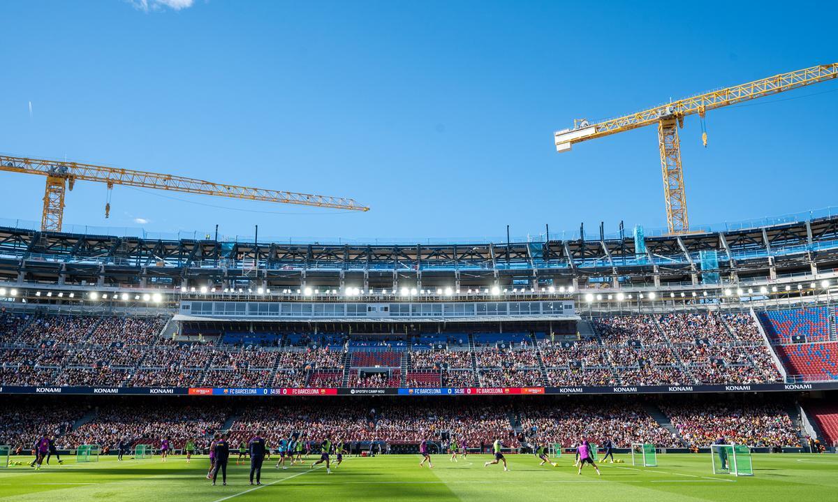 Primer entreno del Barça en el renovado Camp Nou