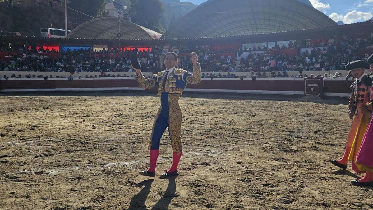 El torero valenciano Miguel Giménez en la plaza de Huallanca, la semana pasada.
