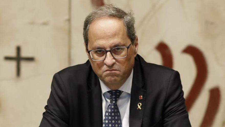 Quim Torra, en la reunión de la Generalitat de hoy.