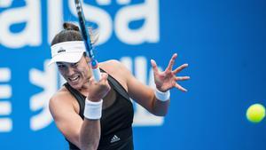 Garbiñe Muguruza, en pleno partido.