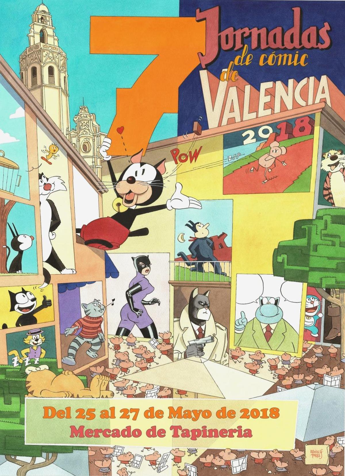 Gatos de viñeta para anunciar las Jornadas de Cómic de València