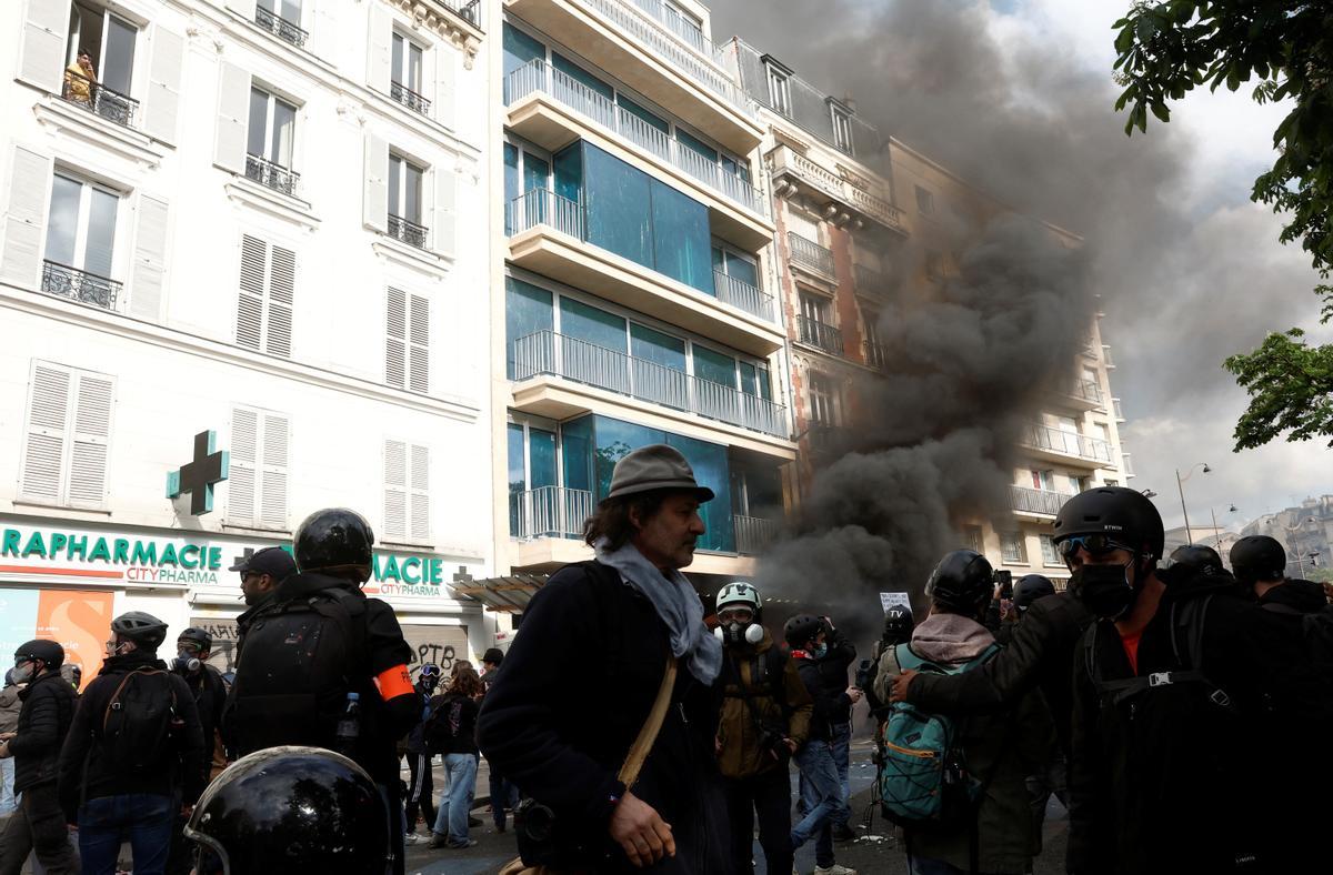 Traditional May Day labour union march in Paris