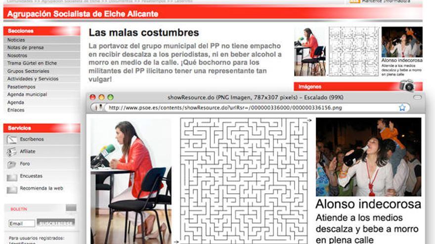 Los polémicos pasatiempos de la web de la agrupación socialista de Elche