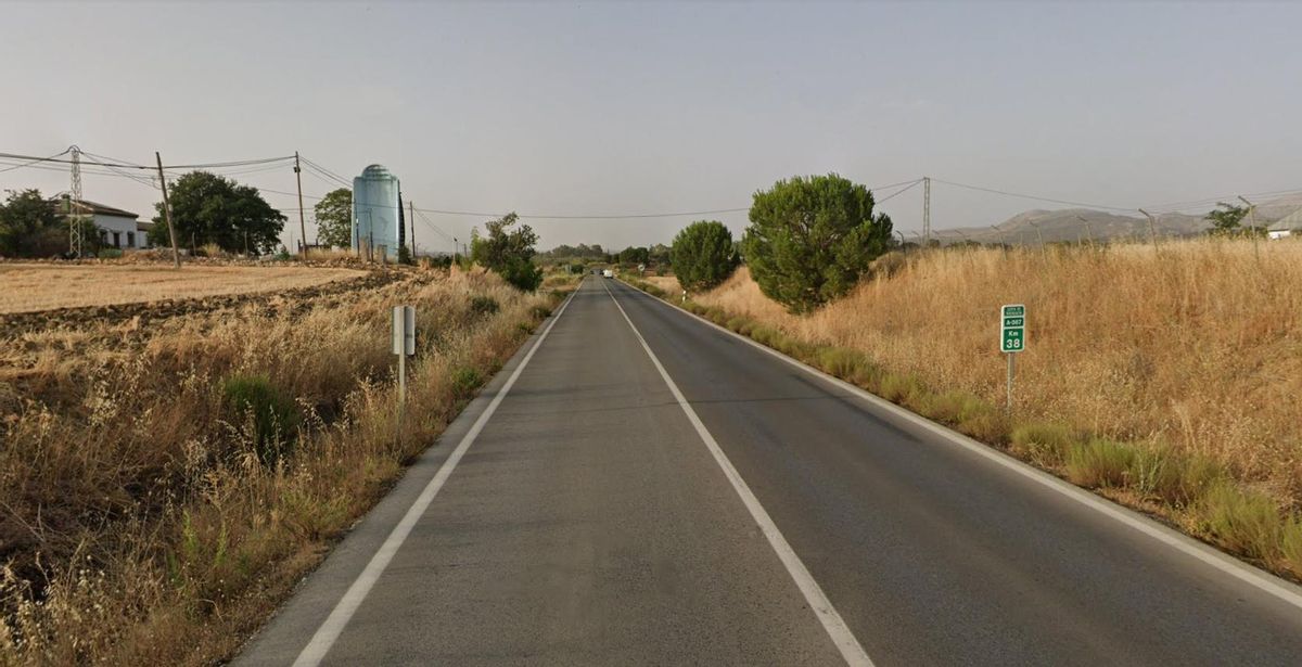 Kilómetro 38 de la A-367, donde se ha registrado la colisión entre tres vehículos