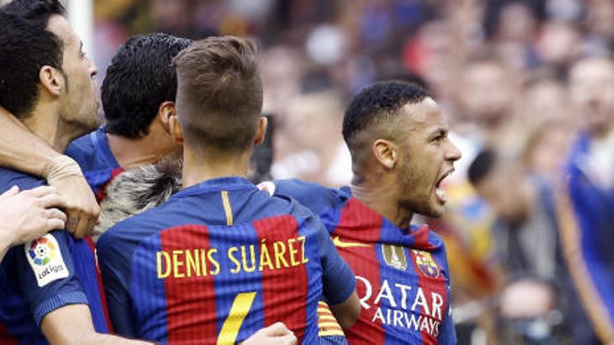 Neymar y su celebración en Mestalla