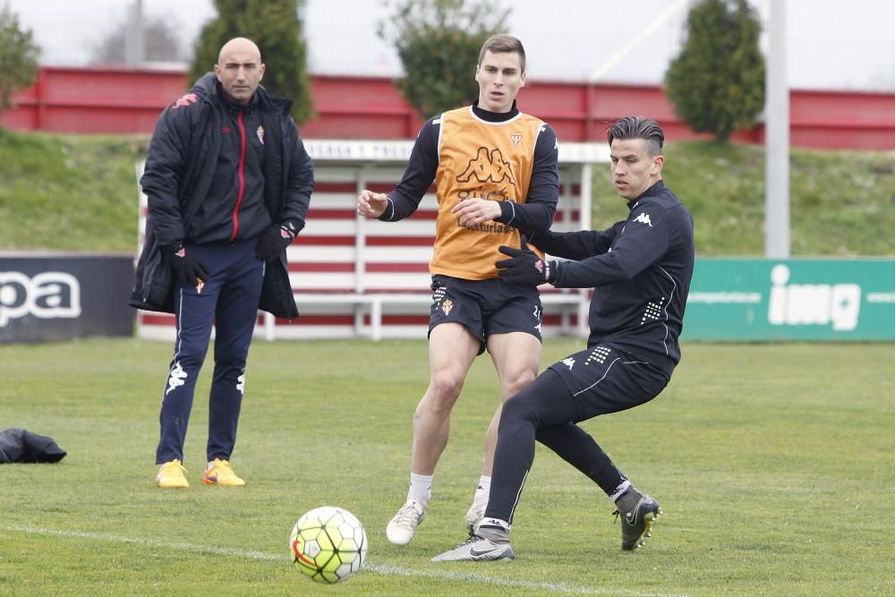 Entrenamiento del Sporting tras su regreso de Málaga