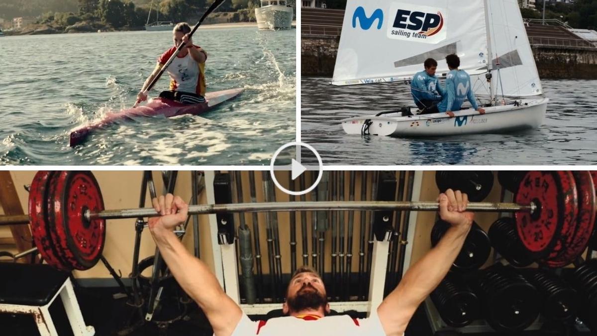 Fotogramas de los entrenamientos de los medallistas olímpicos Teresa Portela, Nico Rodríguez y Carlos Arévalo.